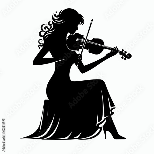 vector illustration of a woman playing the violin