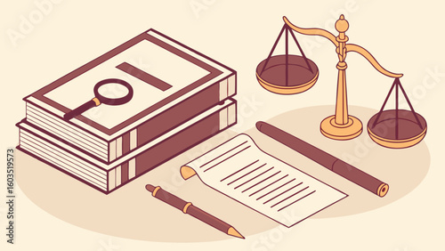 Justice Scales Books and Documents.