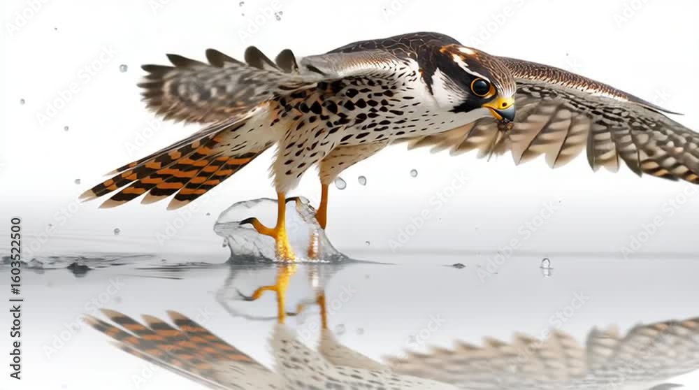 a hobby falcon closely catching a dragonfly over water generative ai
