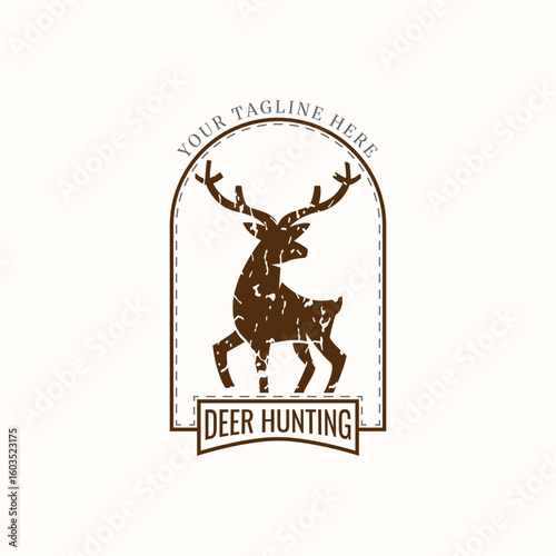 Deer hunter logo design vector template