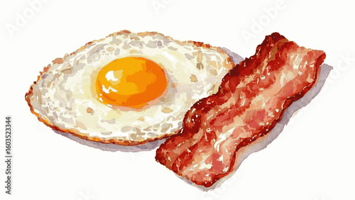 Sunrise Sizzle Eggs and Bacon isolated watercolor vector illustration svg