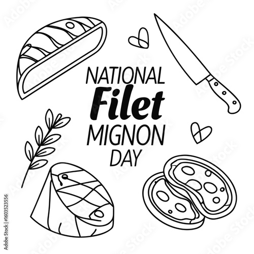 NATIONAL FILET MIGNON DAY vector illustration