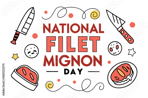 NATIONAL FILET MIGNON DAY vector illustration