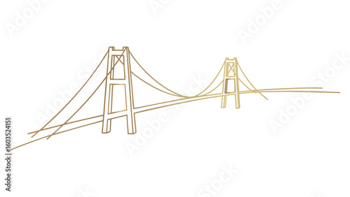 Golden Gate Bridge Line Art on Transparent Backdrop for Architectural Designs