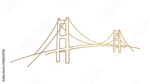 Golden Gate Bridge Outline Vector Illustration on Transparent Background Design