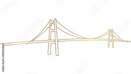 Golden Gate Bridge Outline Vector Illustration San Francisco Landmark Architecture Design