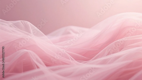 Soft Pink Tulle Fabric Draped in Gentle Waves