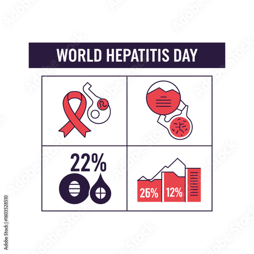 World Hepatitis Day awareness vector art graphic with statistics  infographics