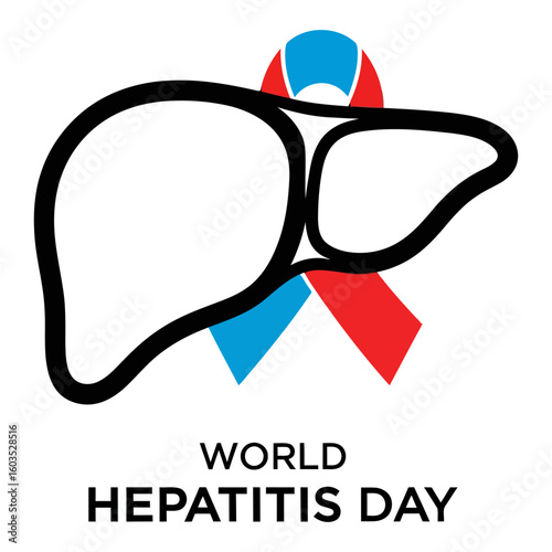 World Hepatitis Day Awareness Ribbon and Liver Graphic