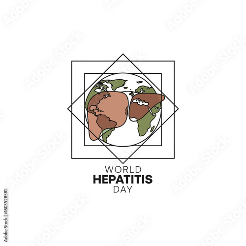 World Hepatitis Day Illustration with Globe and Liver Health Concept