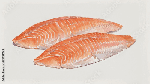 Cool Slice Fish meat isolated watercolor vector illustration svg