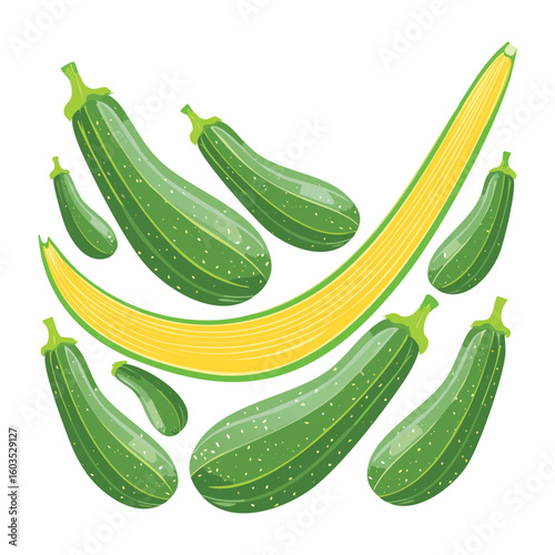 Zucchini Selection Checkmark Healthy Choice - Vector Illustration