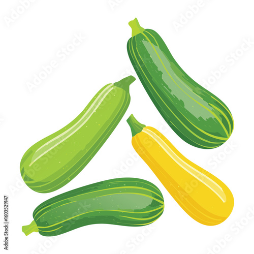 Fresh Zucchini Group Healthy Food - Vector Illustration