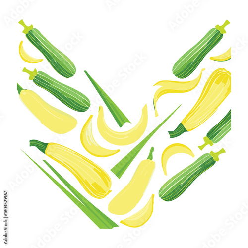 Zucchini Vegetable Pattern Organic Healthy - Vector Illustration