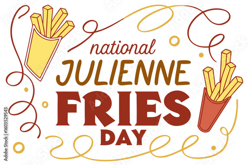 NATIONAL JULIENNE FRIES DAY vector illustration