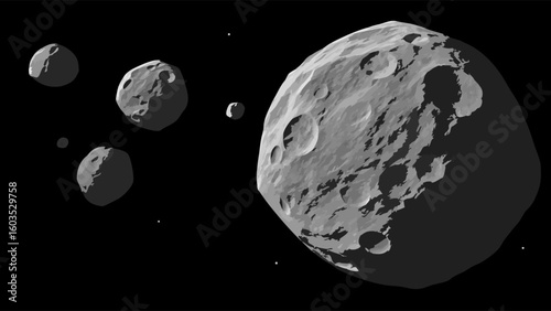 Asteroids and Celestial Bodies Floating in Outer Space.