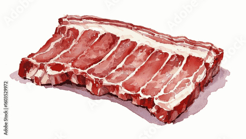 Bone Curve Pork ribs isolated watercolor vector illustration svg
