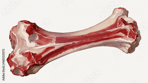 Marrow Light pork bone isolated watercolor vector illustration svg