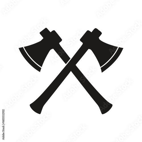Vintage Crossed Axes Silhouette Rustic Lumberjack Icon Vector for Logo and Graphic Design