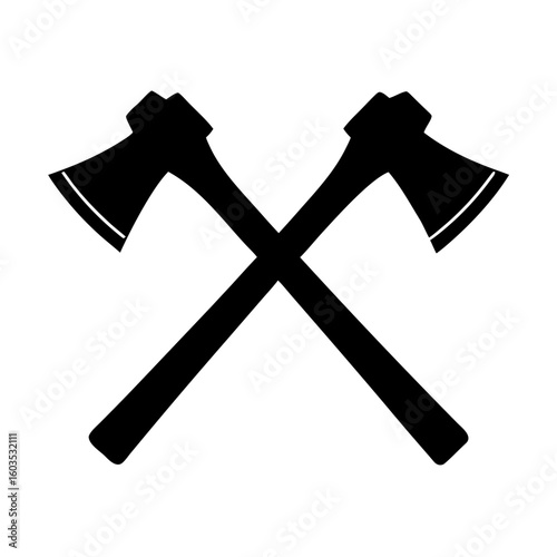 Vintage Crossed Axes Silhouette Rustic Lumberjack Icon Vector for Logo and Graphic Design