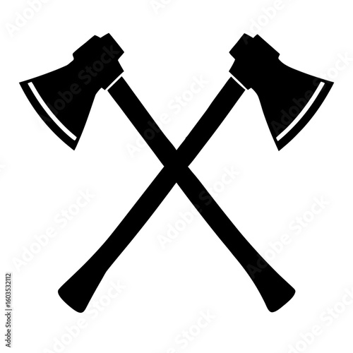 Vintage Crossed Axes Silhouette Rustic Lumberjack Icon Vector for Logo and Graphic Design