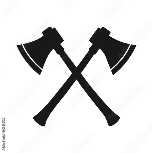 Vintage Crossed Axes Silhouette Rustic Lumberjack Icon Vector for Logo and Graphic Design