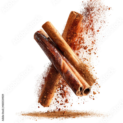 Levitating Cinnamon Sticks with powdered cutout