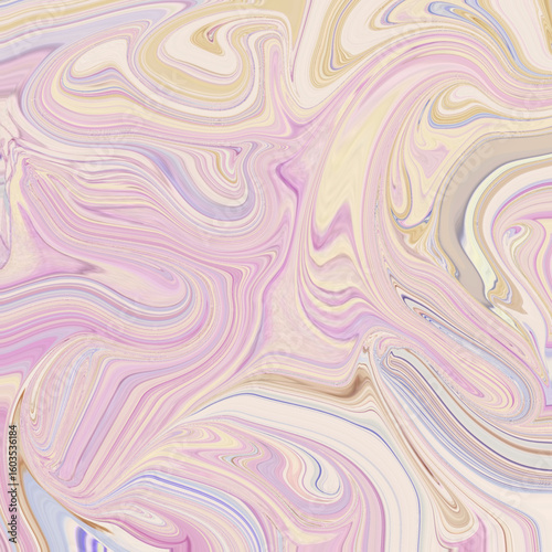 Abstract swirl artwork with pastel turquoise, yellow, and orange hues, evoking calm fluid motion and modern texture design. Golden keywords: pastel, abstract, swirl, fluid, modern