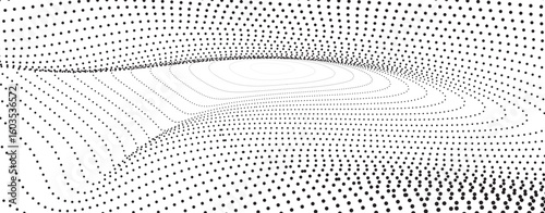 Vector abstract halftone dot pattern background with diagonal optical illusion lines. Monochrome black and white dotted texture for retro pop art design, comic book effect. vector