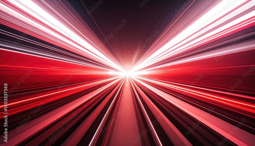 Fototapeta premium Abstract red light burst with dynamic lines, conveying speed and energy in a futuristic style.