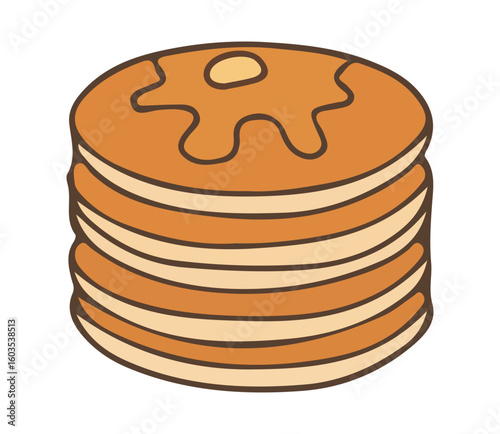 Delicious Stack of Golden Brown Pancakes Drizzled with Sweet Syrup and Topped with Butter	