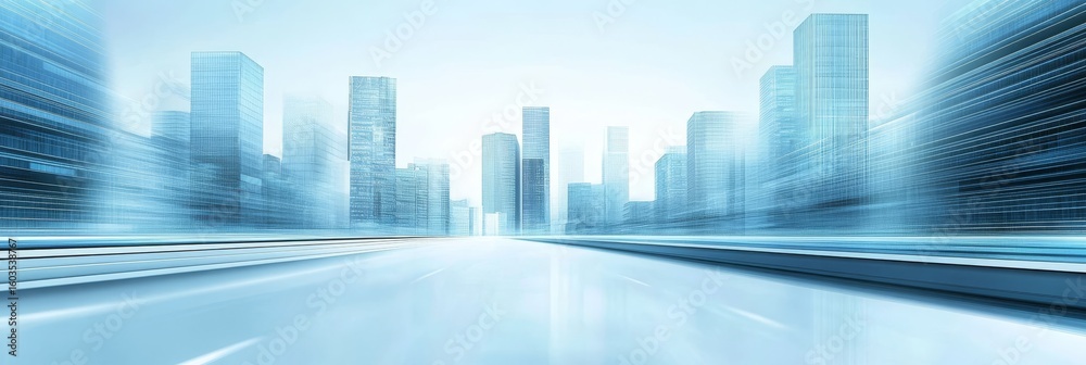 Fototapeta premium Blurred Cityscape with High-Speed Road