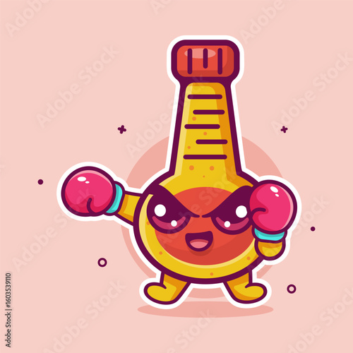 cute mayonnaise bottle character mascot playing boxing sport isolated cartoon