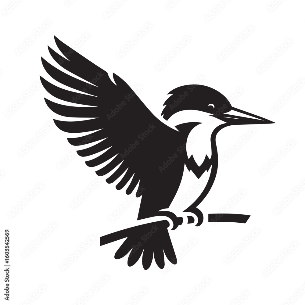 Fototapeta premium Kingfisher silhouette isolated on white