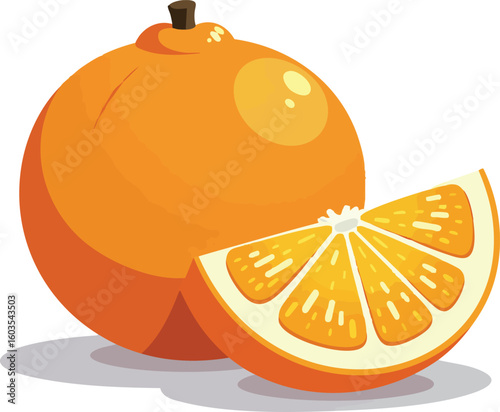 Fresh orange fruit slices isolated on a white background, a healthy and juicy citrus illustration