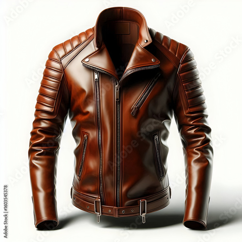 Female black leather jacket and fur coat isolated on white background