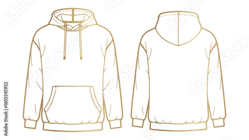 Golden Hoodie Outline Vector Illustration on Transparent Background Design Element