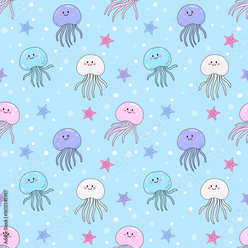 Seamless pattern with hand drawn cartoon.