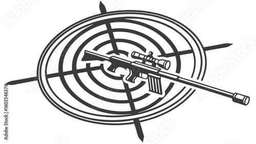 Sniper Rifle Aimed at Target.