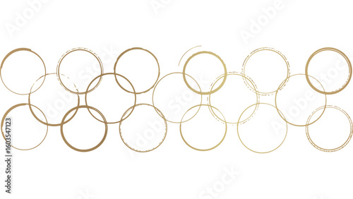Overlapping Golden Circles Vector Pattern on Transparent Background for Unique Designs
