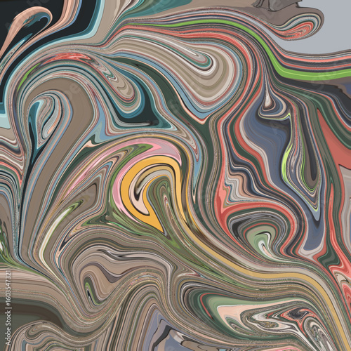 Abstract swirl artwork with pastel turquoise, yellow, and orange hues, evoking calm fluid motion and modern texture design. Golden keywords: pastel, abstract, swirl, fluid, modern