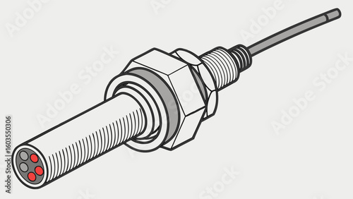 Detailed illustration of a sensor with multiple internal conductors.