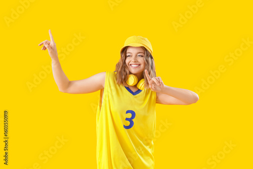 Cool young woman dancing on...