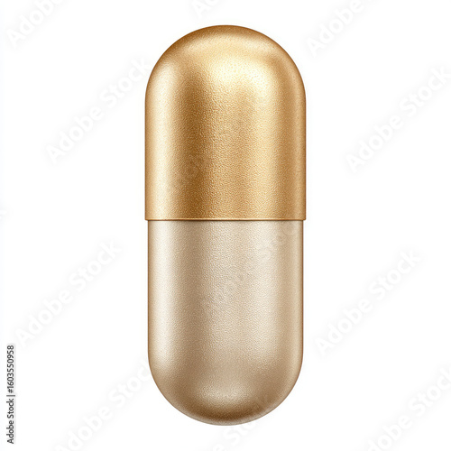 Gold-colored capsule pill