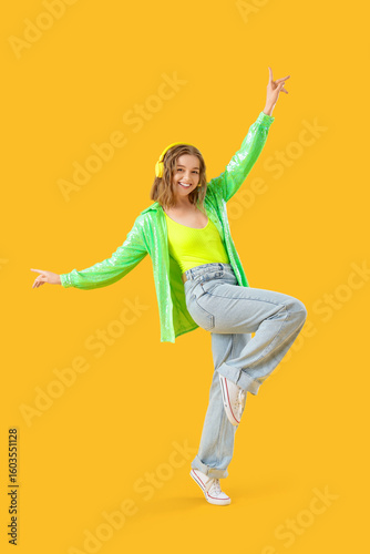 Cool young woman listening ...