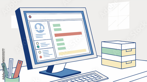 Illustration of a Computer Displaying User Profile Information.
