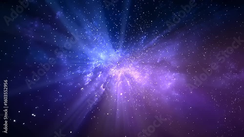 Starry night sky with radiant light