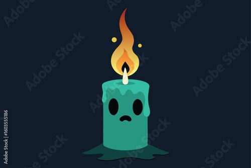 glowing flames from black halloween candles vector illustration