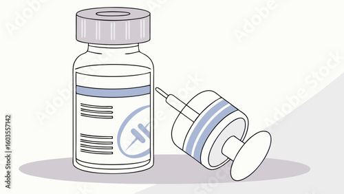 Medical Vial and Syringe Illustration.