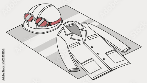 Safety Gear and Lab Coat Illustration.